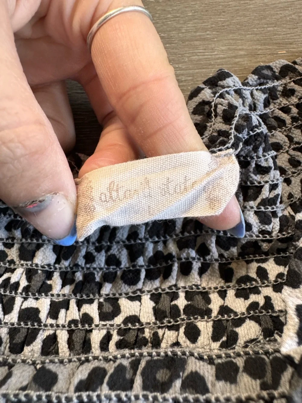Altar’d State Skirt Snow Leopard Pattern L M Grey Black Smocked